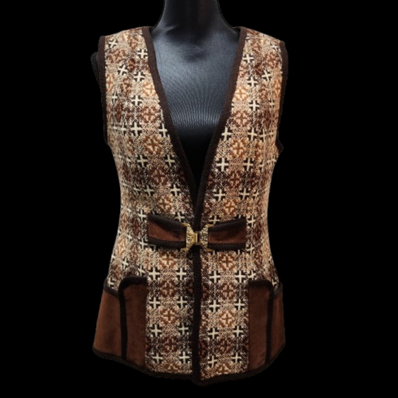 Welsh Sweater Vest GWYDIR GARMENTS Trefriw Woolen Mills Woven Wool VTG (sz16) - Picture 2 of 15